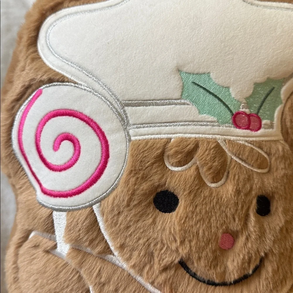 Cupcakes and Cashmere Christmas Faux Fur Gingerbread lollipop Boy Pillow 🍭